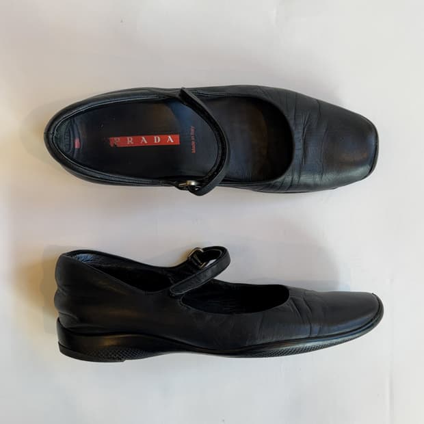 PRADA MARY JANE LEATHER FLATS