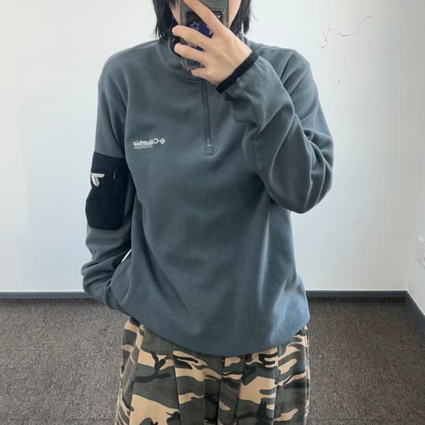 Columbia 콜롬비아 티타늄 차콜 후리스 반집업