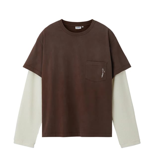 [M] llege 리지 와플 레이어드 티셔츠