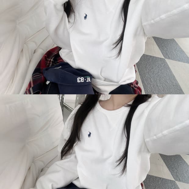 폴로 랄프로렌 화이트 네이비포니 맨투맨