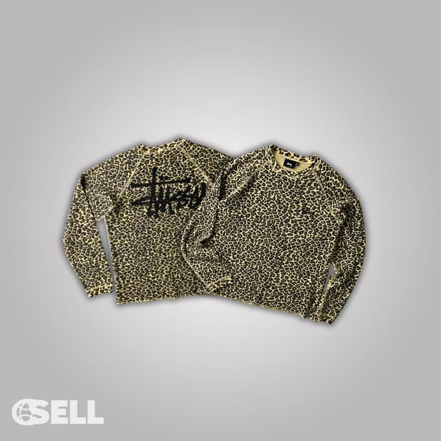 스투시 레오파드 와플 롱슬리브