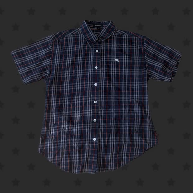 버버리 블루라벨 런던 노바체크 셔츠 남색색상 버전