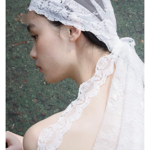 포지베일 FLORAL LACE CAP VEIL