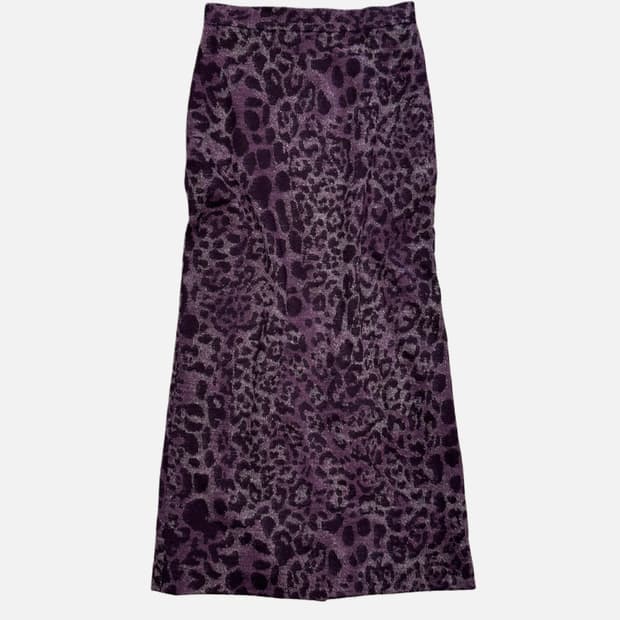 purple leopard wool skirt