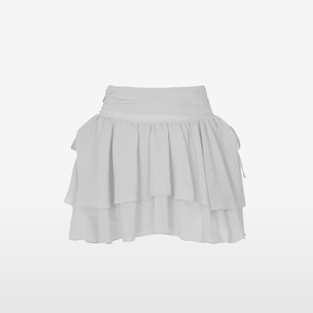 페인오어플레져 MAGNOLIA FRILL SKIRT white
