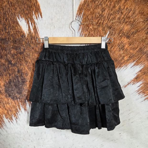 빈티지 블랙 벨벳 캉캉 미니 스커트