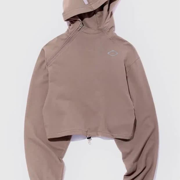 [M] 미스치프 크롭 사이드 집 후디 로즈브라운 