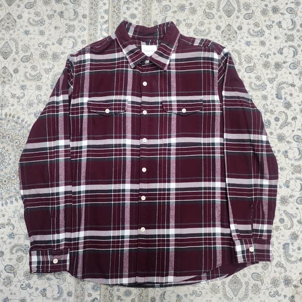 아메리칸 이글 버건디 체크 플란넬 셔츠 XL