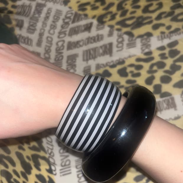 스트라이프 블랙 y2k 갸루 뱅글 팔찌