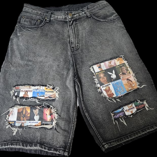 위캔더스x플레이보이 COVER DENIM SHORTS(BLACK) M