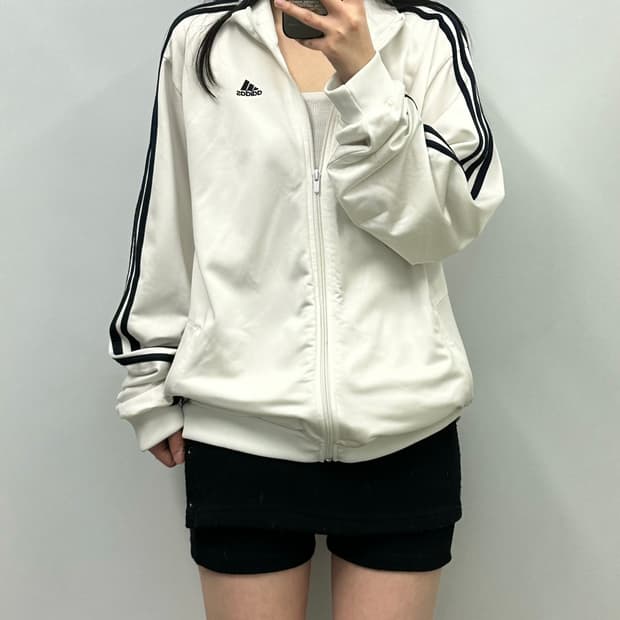 아디다스 사이드라인 화이트 트랙탑 져지