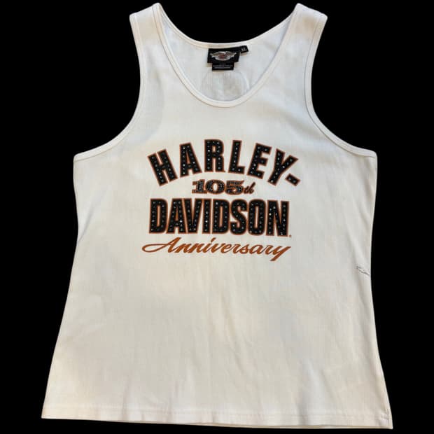 할리데이비슨 빈티지 빅로고 화이트 나시