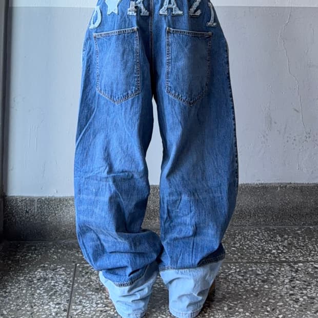 빈티지 패치 디테일 힙합팬츠