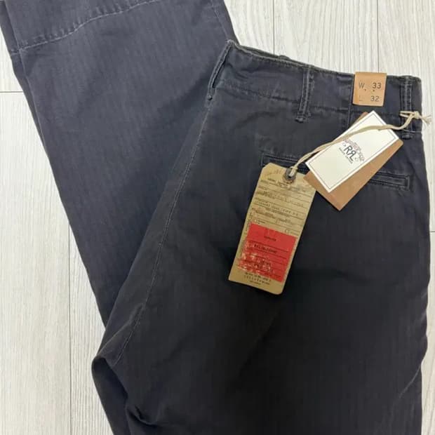 [33/32] RRL 가먼트 다이 헤링본 필드 팬츠