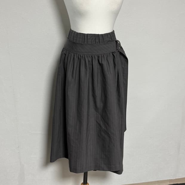 21aw 준야와타나베 꼼데가르송 그레이 스트라이프 벨티드 스커트 xs