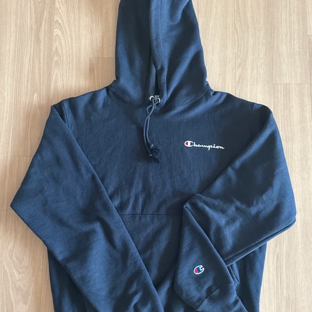 챔피온 리버스 위브 네이비 후드티 s