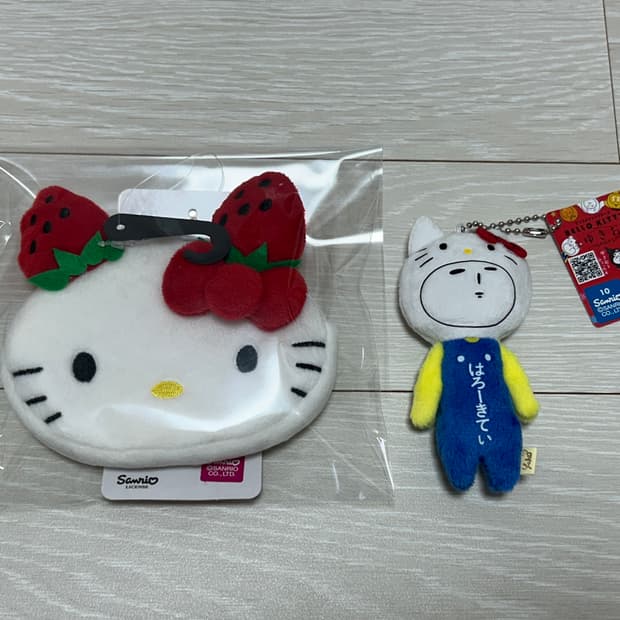 헬로키티 이치고 딸기 파우치 키링 + 유키오 키링 일괄