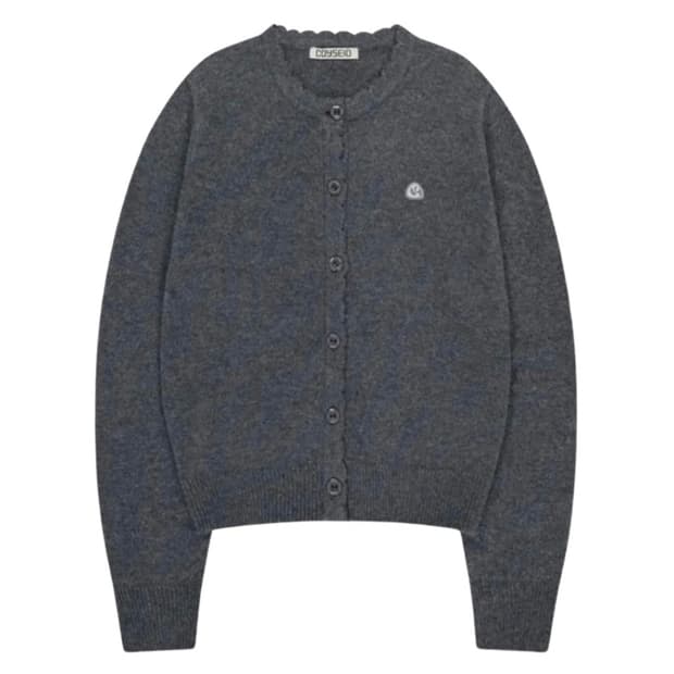 코이세이오 플라워 버튼 가디건 그레이