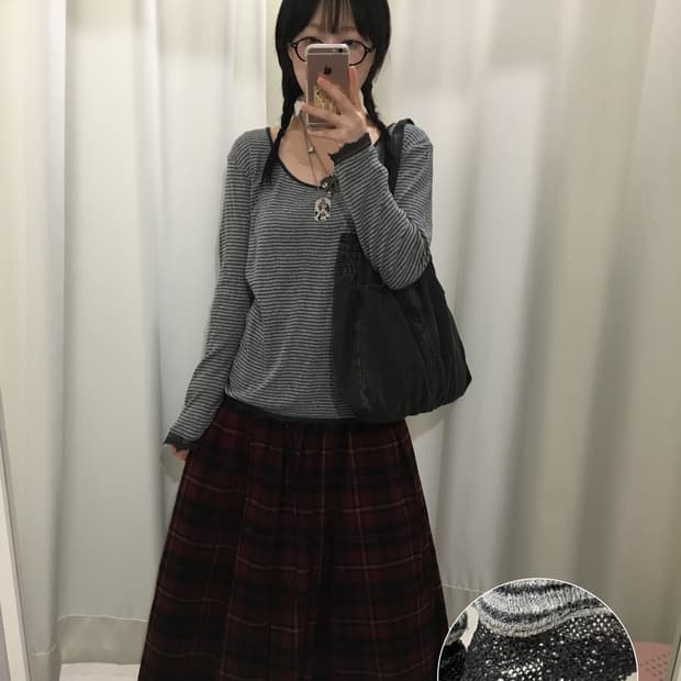 stripe lace knit