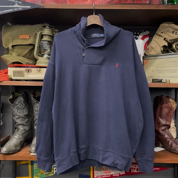 폴로 랄프로렌 신형 라벨 숄카라 버튼 니트 스웨터