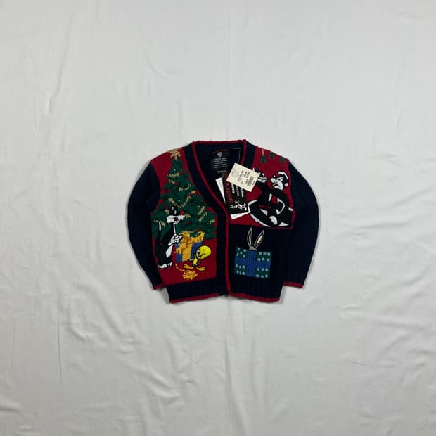 데드스탁 90‘s 95년도 루니툰즈 카툰 키즈 니트 가디건
