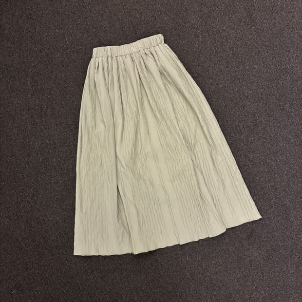 OS)Japanese vintage 여성 크러시 플리츠 롱 스커트