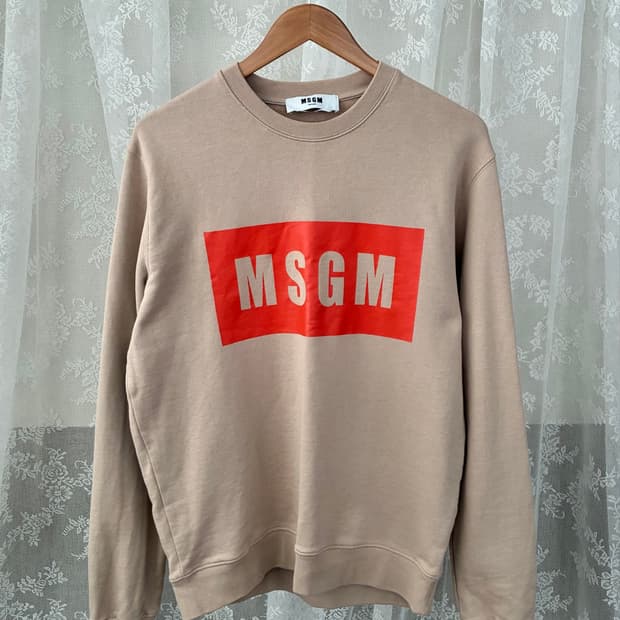 M) MSGM 로고 맨투맨 베이지