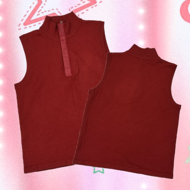 재팬 유니클로 레드 아노락 베스트 조끼 그런지 히피 에스닉 데코라 