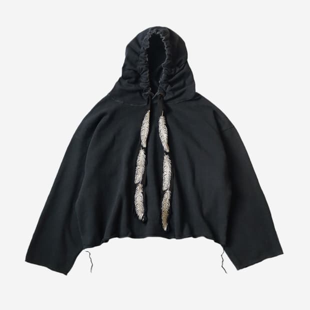 캐피탈 플리스 피더 코드 캣피쉬 후드 스웨트셔츠 블랙