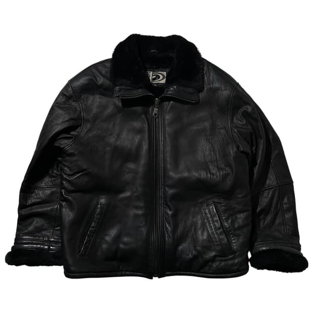 Radius 레더 시어링 싱글 무스탕 블랙