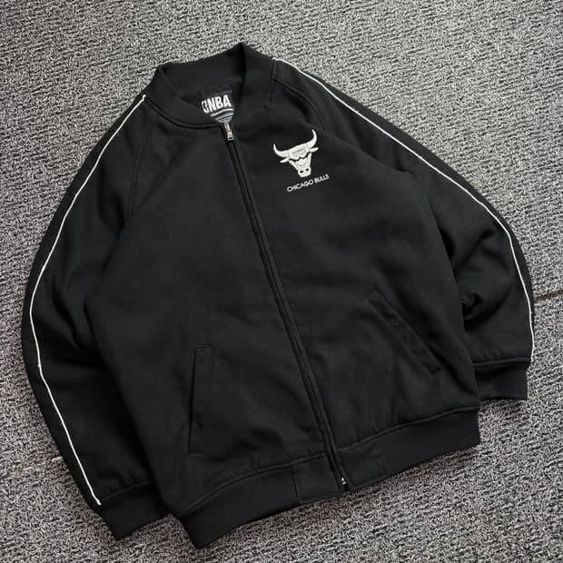 NBA 시카고 불스 울 바시티 자켓 블랙 2176