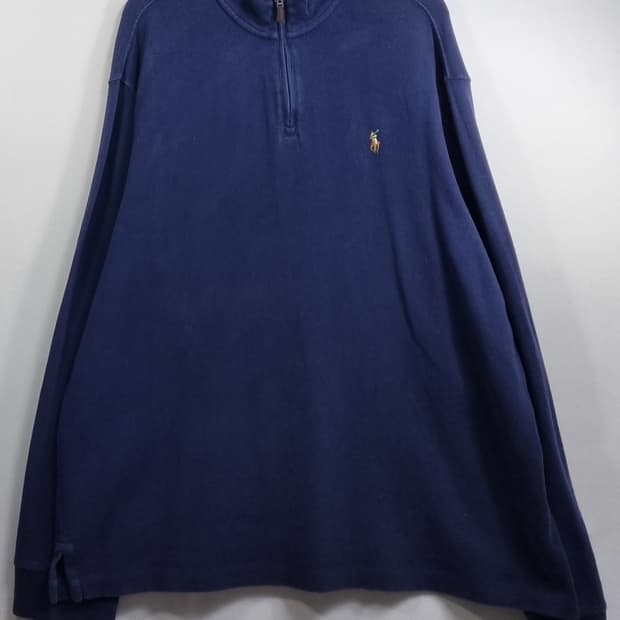 오버핏 XL ) 폴로랄프로렌 네이비 반집업 코튼 니트
