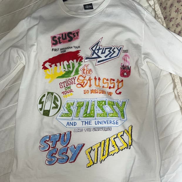 스투시 빈티지 레터링 프린팅 롱 슬리브 L