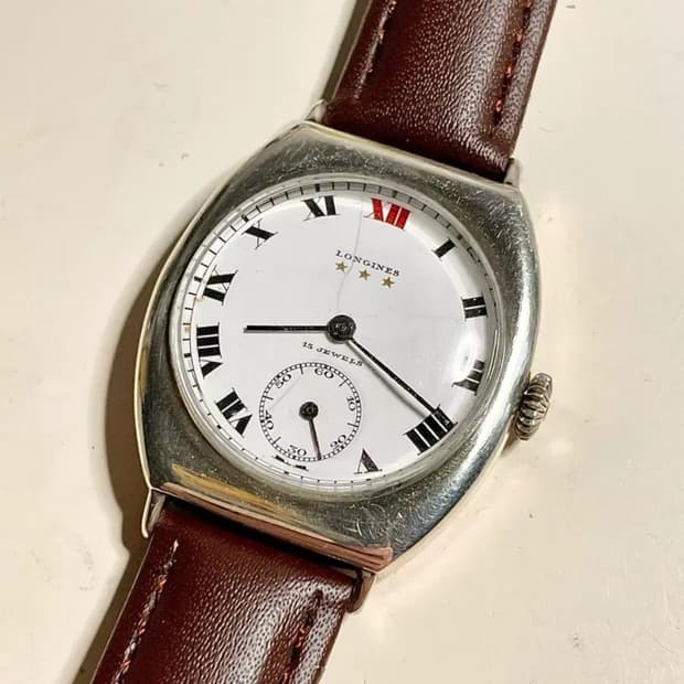 1910년대 빈티지 론진 통은 케이스 수동 시계 엔틱 LONGINES