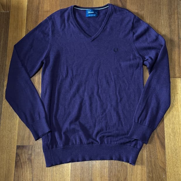 프레드페리 메리노울 브이넥 니트 m