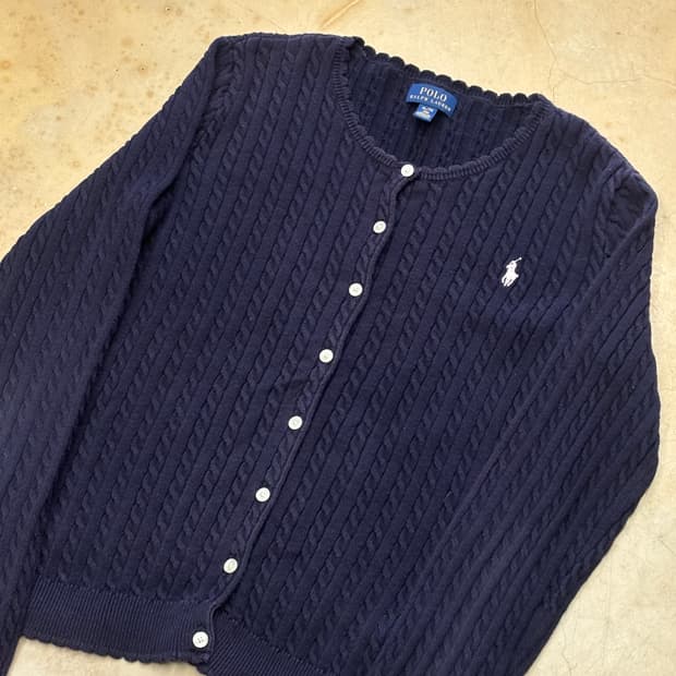 XL 폴로랄프로렌 여성용 네이비 니트 가디건