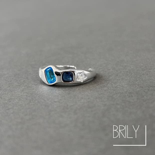 [Unisex] BLUE MOON 이코니카 스톤 925실버 뱅글링 반지