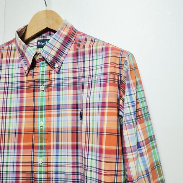 남성 폴로 랄프로렌 POLO 멀티컬러 타탄 체크 패턴 긴팔 남방 셔츠