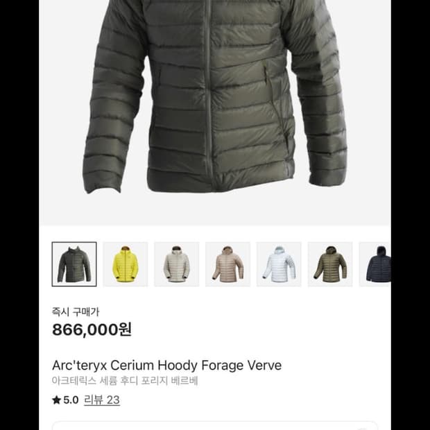 아크테릭스 세륨후디 포리지 베르베 L 새상품