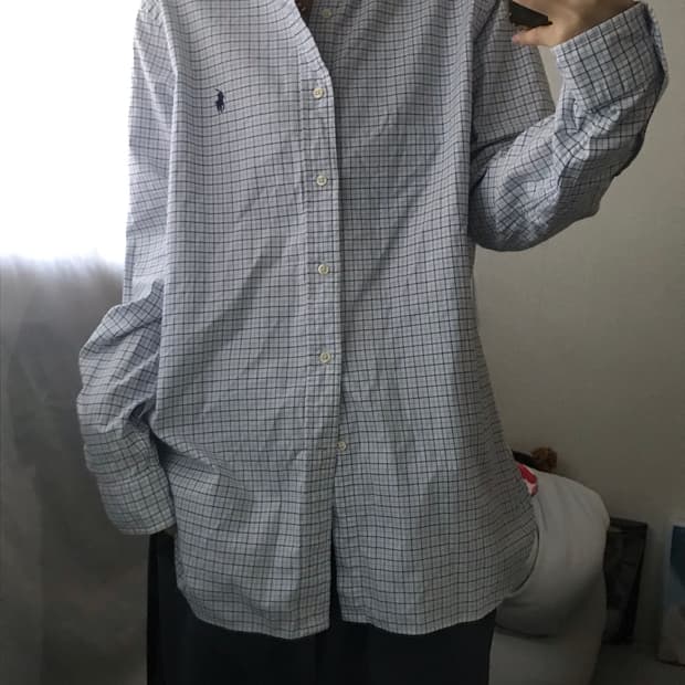 폴로 화이트 체크셔츠