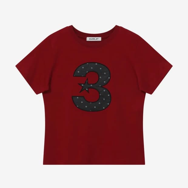 바우프 3 logo 도트 슬림핏 티셔츠 [레드]