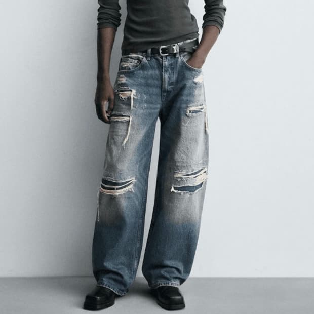 zara JEANS BALLOON FIT 디스트로이드