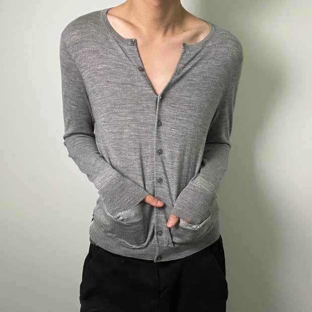 10FW 폴 스미스 블랙 라벨 메리노 울 라운드넥 가디건 2XL