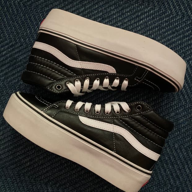 Vans 반스 레더 sk8 h 스케이트하이 블랙 플랫폼 스니커즈 운동화