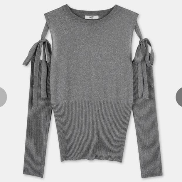 오디에르 메탈 리본워머 풀오버 그레이실버