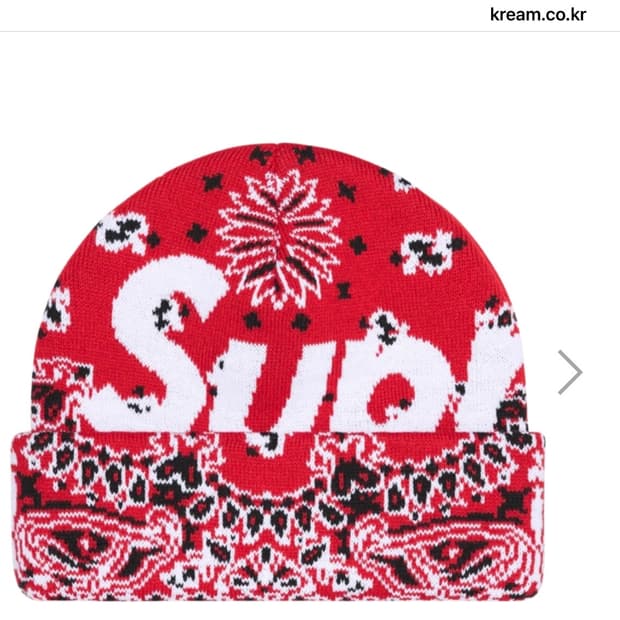 슈프림 빅 로고 비니 레드 반다나 - 24FW