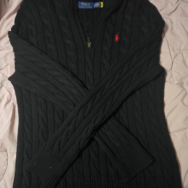 폴로 꽈배기 니트 블랙m