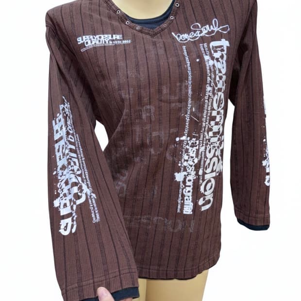 Y2k 레체 브라운 프린팅 롱슬리브 reche 4.8->급처 할인