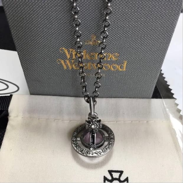 비비안웨스트우드 아카이브 황동 자수정 orb 팬던트 목걸이