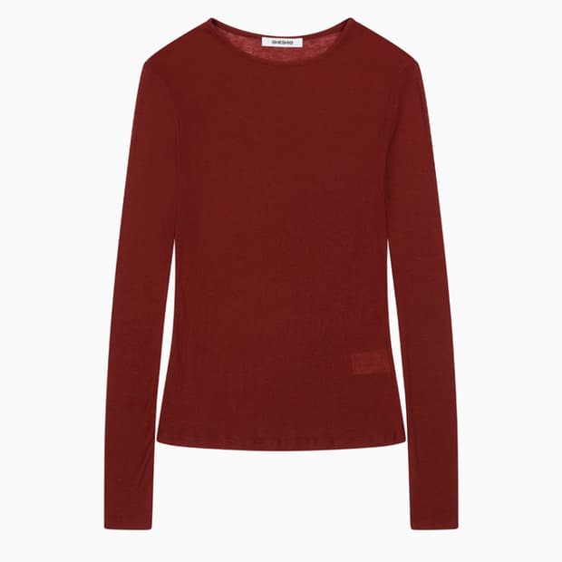 오헤시오 베이직 롱 티셔츠 긴팔티 롱슬리브 버건디
